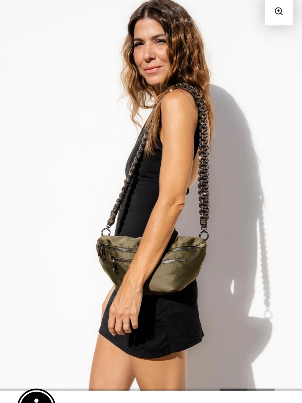 Rocknot Max Olive Green Crossbody Bum Bag with Rhinestone EncrustedStrap